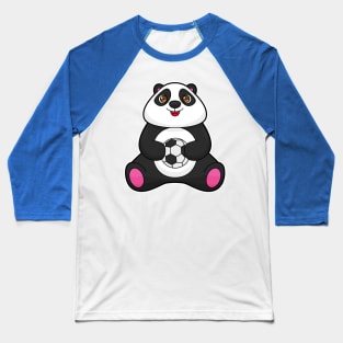 Panda as Soccer player with Soccer ball Baseball T-Shirt